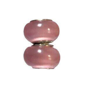 Pink Glass Charms Beads With Sterling Silver Core For European Charm Bracelets